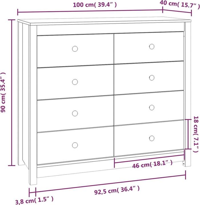 Produktbild vidaXL Beistellschrank (100 x 40 x 90 cm)
