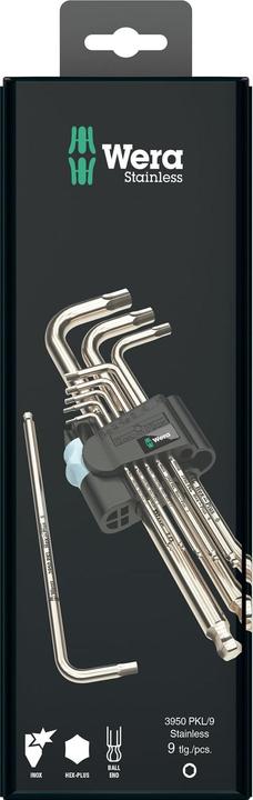Productafbeelding Wera 3950/9HexPlusStainlessSBAngle spanner set metrisch
