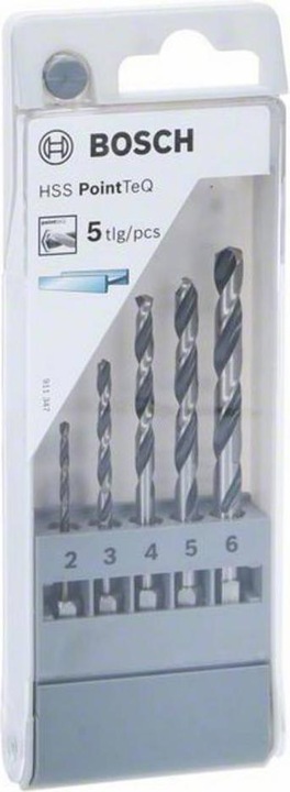 Actual product image Bosch Professional Zubehör HSS twist drills PointTeQ sets with hexagonal shank, 5 pieces (2 mm, 3 mm, 4 mm, 5 mm, 6 mm)