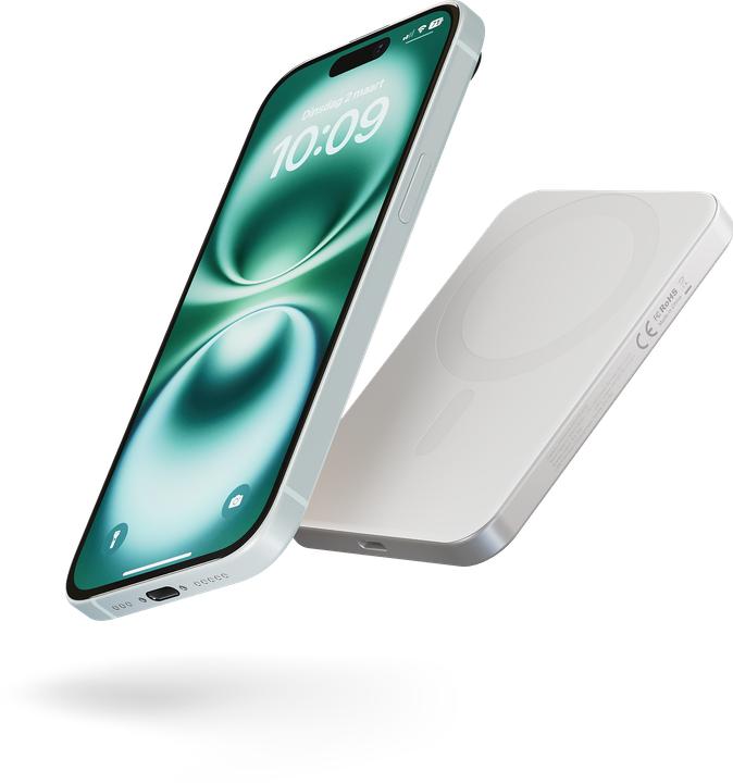 Image du produit Zens Slim Qi2 Al Powerbank 5000mAh White (5000 mAh, 15 W, 19.25 Wh)