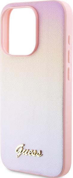 Actual product image Guess GUHCP15XPSAIRSP iPhone 15 Pro Max 6.7" różowy/pink hardcase Saffiano Iridescent Script (Apple iPhone 15 Pro Max)