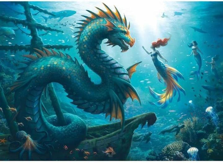 Produktbild Ravensburger Puzzle 12001434 - Enchanted Depths: Dragon, Mermaid and Turtles - 1000 Teile Puzzle (1000 Teile)