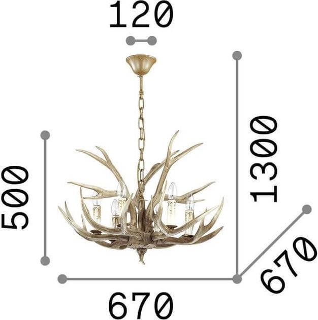 Immagine prodotto Ideal lux Lampada a sospensione CHALET E14 6 vie ⌀670mm dimmerabile Beige 115498 (E14)