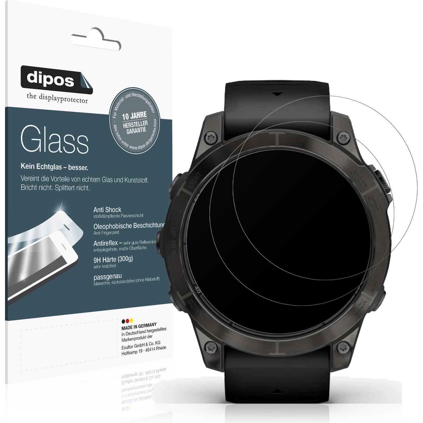 Dipos Anti-Shock Displayschutz Matt 9H, Smartwatch Schutzfolie, Transparent