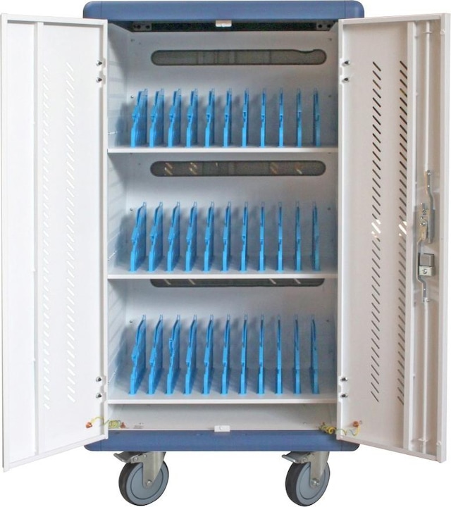 Produktbild Techly Ventilated Charging Station Trolley 30 Notebook or Smartphone Black/Grey