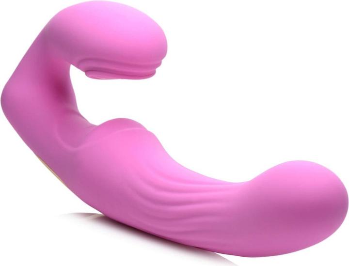 Actual product image XR Brands UPulse Vibrating Silicone Strapless Strapon Pink