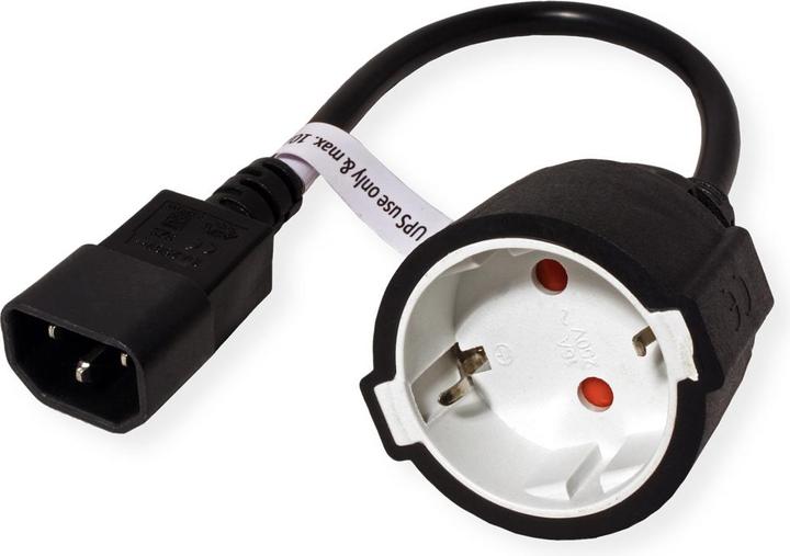 Produktbild Value Netzkabel, C14-Stecker auf Schutzkontakt-Buchse, schwarz, 0,3 m (0.30 m)