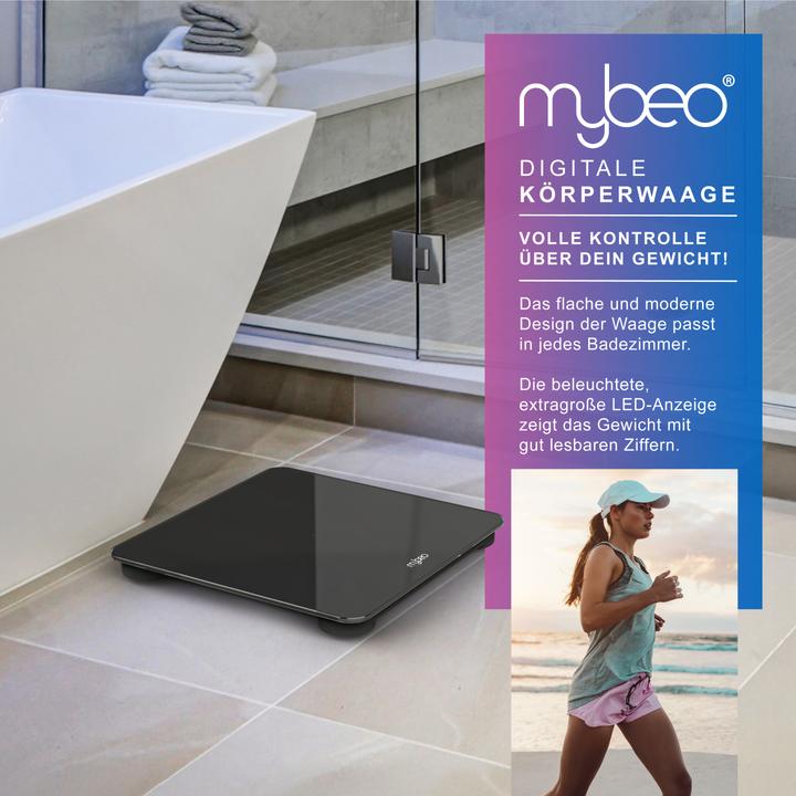 Image du produit Mybeo Digitale Waage für Personen, Digitalwaage, Personenwaage, grosse Trittfläche aus 6mm Sicherheitsglas (180 kg)