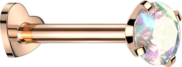 Produktbild Star Piercing Micro Labret Herz Innengewinde rosegold Kristall multicolor gefasst (ohne Messing, Titan G23)