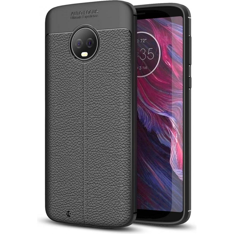 Screenguard Motorola Moto G6 Hülle Leather Design TPU Cover (Motorola Moto G6), Smartphone Hülle, Schwarz