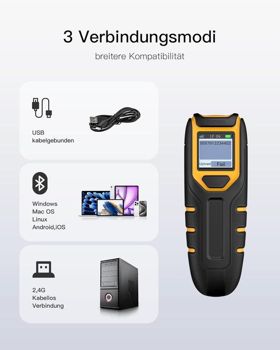 Actual product image Inateck Barcodescanner 47 black (BCST-47 black) (1D barcodes, 2D barcodes, QR Code)