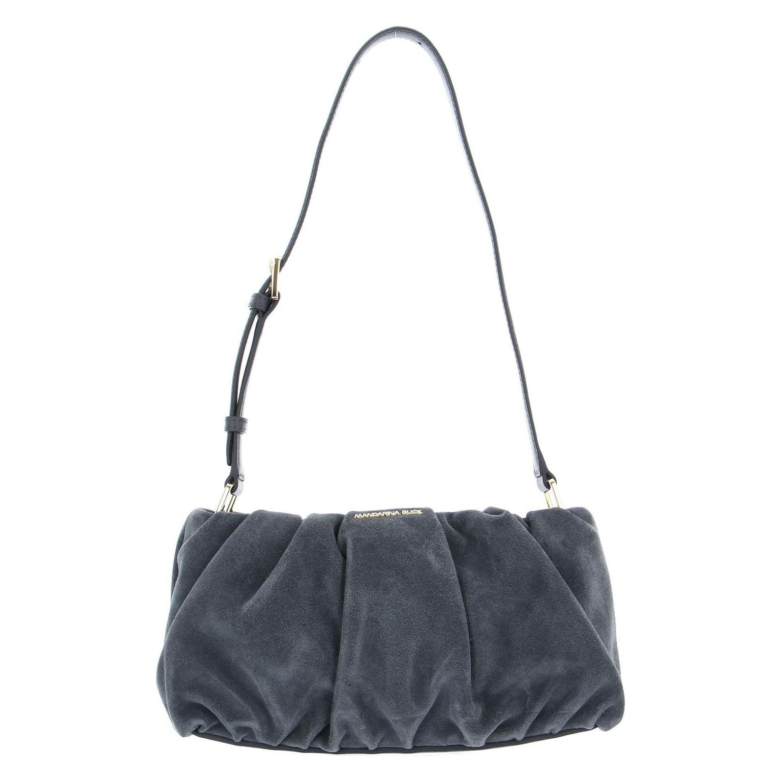 Mandarina Duck, Damen, Handtasche, Velvet Plisse Bucket Bag, Grau