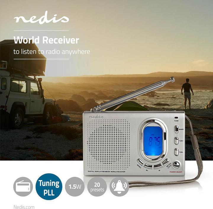 Actual product image Nedis World Radio | Portable version | AM / FM / SW | Battery-powered / mains power supply | Dig (FM, AM)