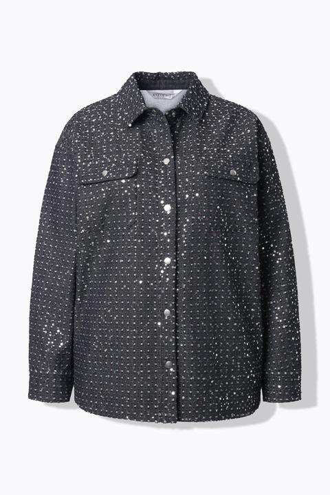 Actual product image Studio Untold Sequined Snap Close Denim Blouse (60)