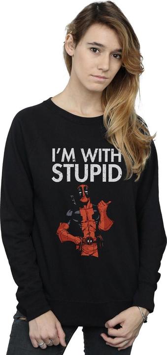 Actual product image Womens/Ladies Deadpool I'm With Stupid Sweatshirt (S)