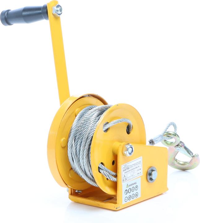 Actual product image Wiltec Manual Hand Wire Winch with 540kg Tensile Force 10m Rope Length 4:2:1 Gear Brake Car Boat Trailer