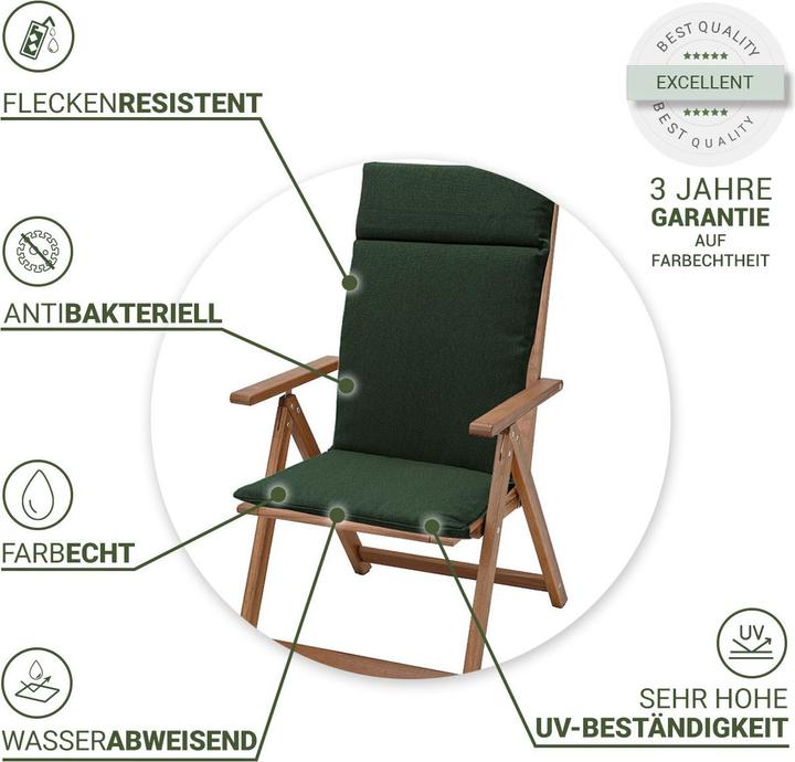 Produktbild Natura Punto Gartenstuhl Hochlehner-Auflage by Madison, 2er Set (120 x 50 cm)