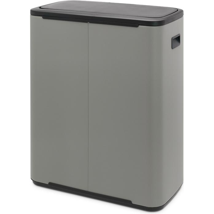 Brabantia Bo Touch Bin Cestino per la raccolta differenziata da 60 litri, Grigio cemento minerale, Pattumiera, Grigio