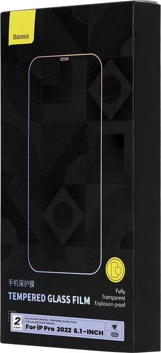 Actual product image Baseus All-glass Crystal Tempered Glass EasyStick Film (Cellular Dust-proof) iP14 (Pack of 2) (2 pcs., Apple iPhone 13, Apple iPhone 13 Pro, Apple iPhone 14 Pro)