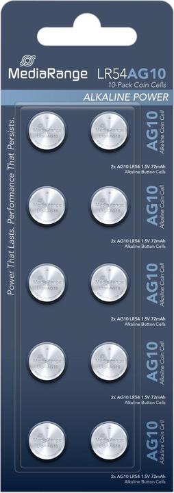 Image du produit MediaRange Piles boutons LR54 1.5V (10 pcs, AG10 / LR54 / LR1130 / V10GA, 72 mAh)