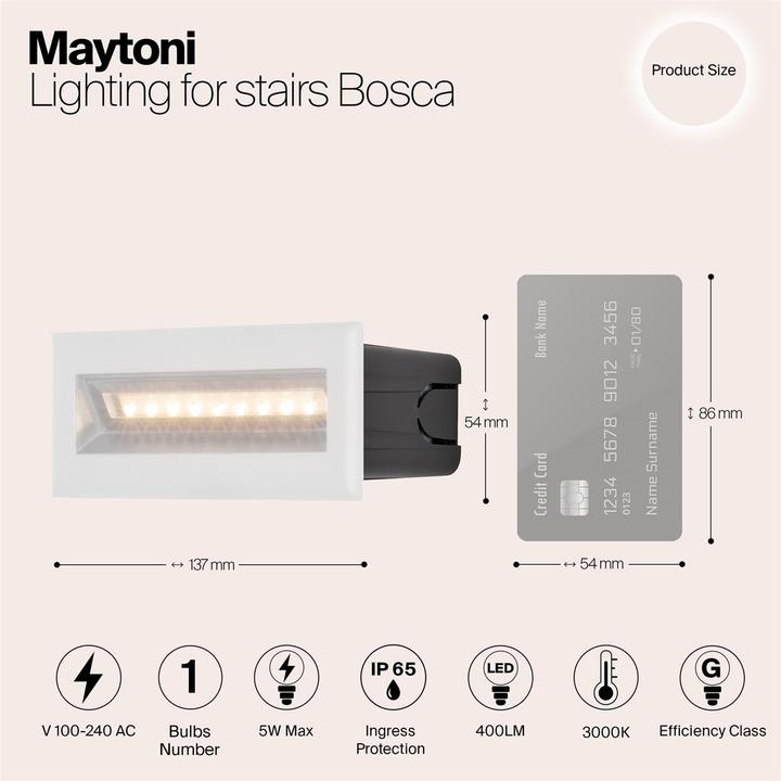 Produktbild Maytoni Bosca LED Treppenbeleuchtung 5W Weiss IP65 Warmweiss (400 lm, IP65)