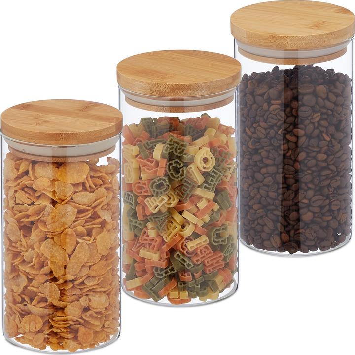 Produktbild Relaxdays 3x Vorratsglas (1 l)