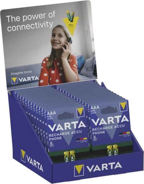 Actual product image Varta Counter display equipped with26x 58398 Recharge Accu Phone Micro 800mAh Blister of 2(single item (26 pcs., AAA / LR03 / Micro / R03 / AM4 / MN2400 / KR03, 800 mAh)