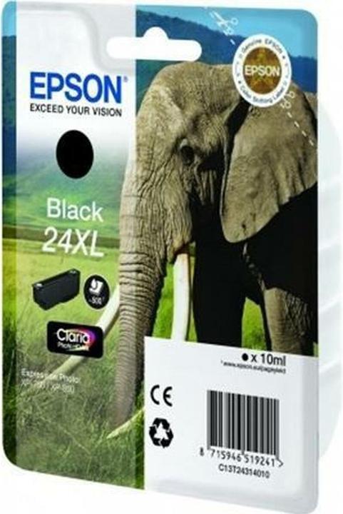 Produktbild Epson 24xl Cartouche Dencre Noir Haute Capacité 10ml 500 Pages 1-Pack Blister Sans Alarme