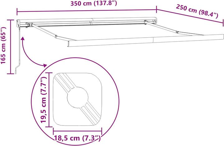 Produktbild vidaXL Einziehbare Markise (2.50 m)