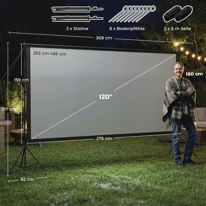 Actual product image Homcom Projektor-Leinwand Polyester, Aluminium Schwarz (120", 16:9)