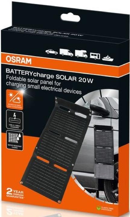 Produktbild Osram BATTERYcharge SOLAR 20W INCL. USB Monokristallines Solarmodul 20 W 5 V (20 W, 0.80 kg)