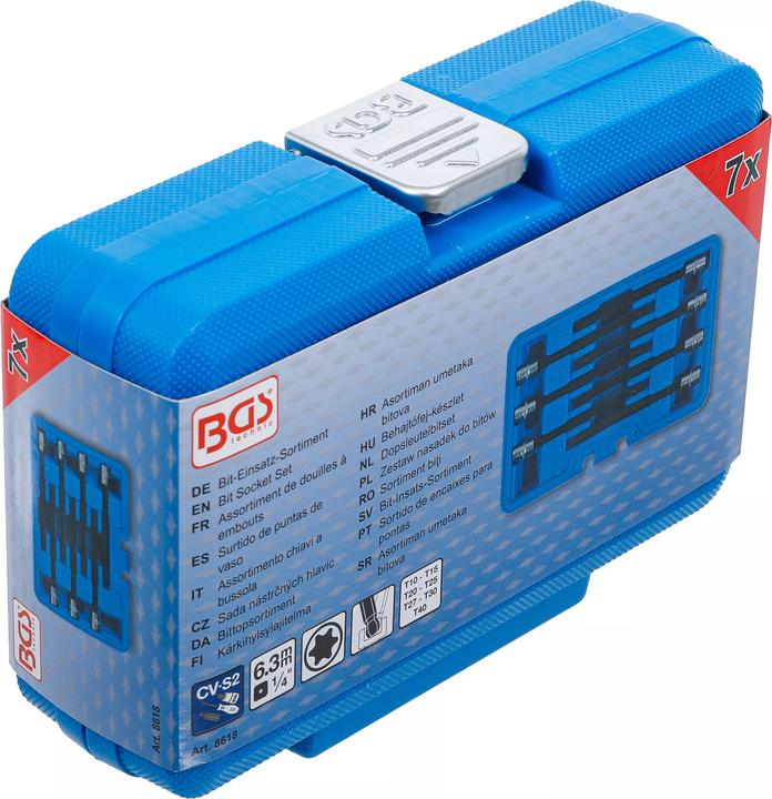 Image du produit BGS Assortiment de douilles à embouts | 6,3 mm (1/4") | Profil T (pour Torx Plus) avec tête sphérique... (Carré intérieur)