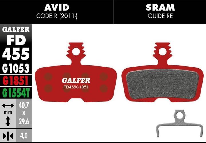 Galfer Bike Advanced brake pads (Avid, SRAM, Semi-metallic)