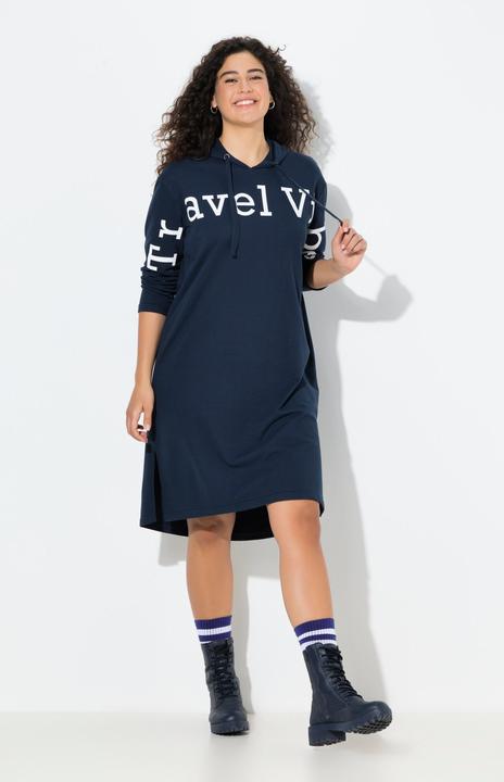 Image du produit Ulla Popken Robe midi en molleton, message format XL, capuche et manches longues (60)