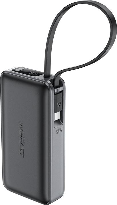Actual product image Acefast M7-10000 PD30W Powerbank with Built-in Cable - Black (10000 mAh, 30 W, 37 Wh)