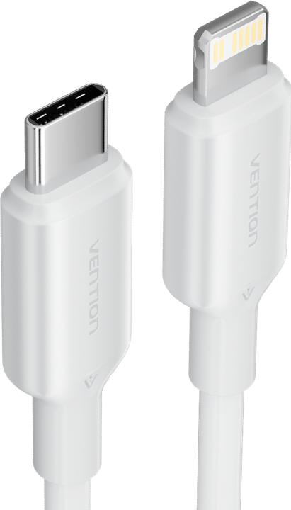 Actual product image Vention USB 2.0 Type-C Male to Lightning Male 3A Cable 2M White PVC Type (2 m, 27 W)