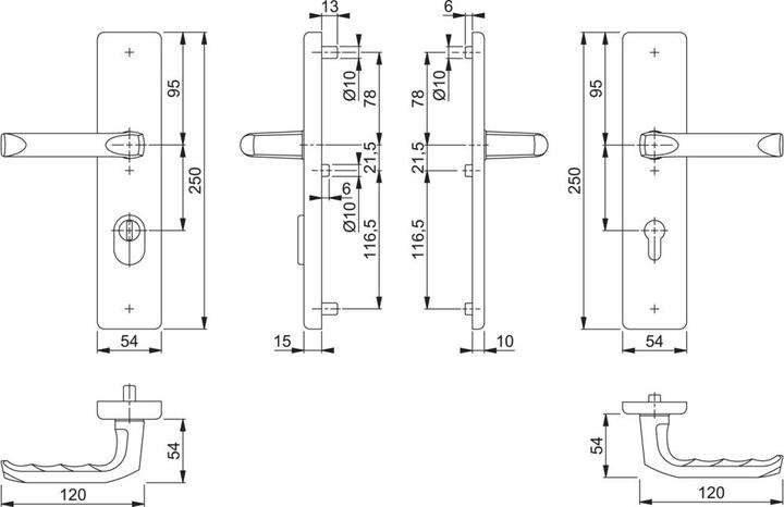 Produktbild Hoppe Schutzgarnitur London 113/2222ZA/2210 Aluminium F4 72 mm 42-47 mm (Türgarnitur)