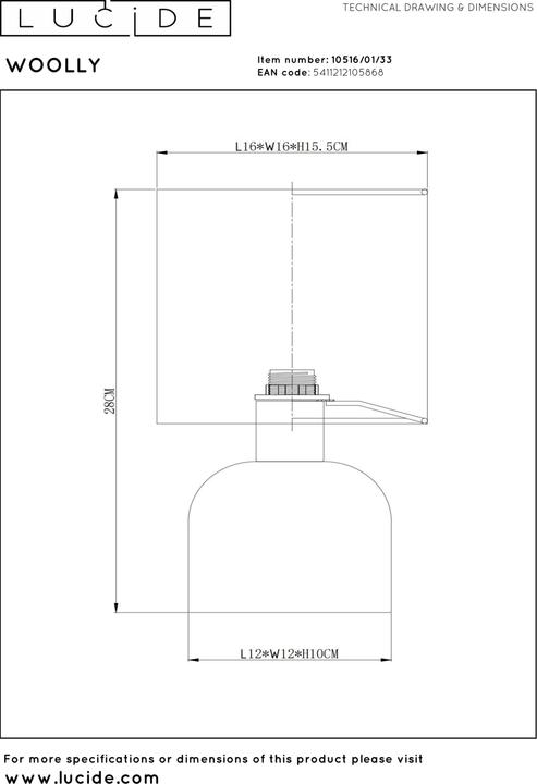 Produktbild Lucide WOOLLY - Tischlampe - Ø 16 cm - 1xE14 - Grün 10516/01/33 (E14)