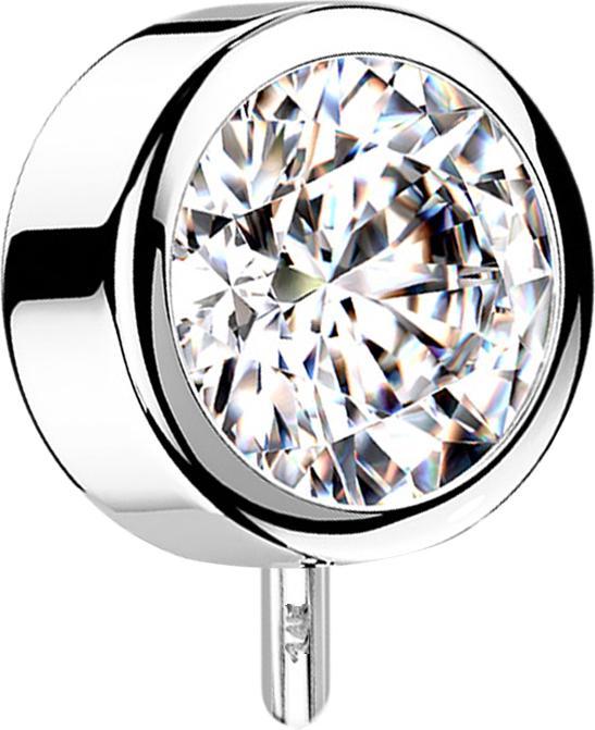 Immagine prodotto Star Piercing Disco senza fili in oro bianco 14k con cristalli in argento (senza ottone, Oro 14k)