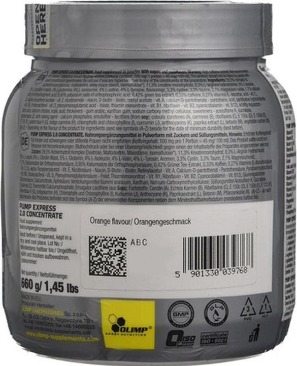 Image du produit Olimp Sport Nutrition Pump Express 2.0 (Orange, 1 x, 660 g)