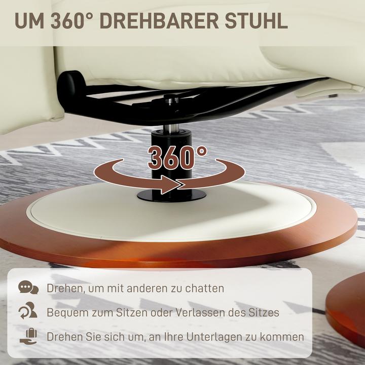 Produktbild Homcom Relaxsessel mit Hocker Kunstleder, Stahl Cremeweiss