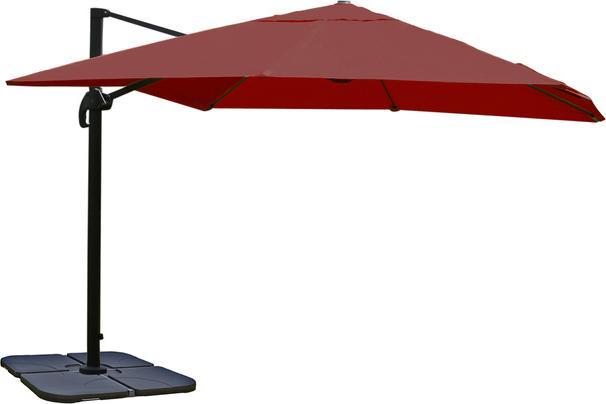Actual product image Swisshandel24 Traffic light umbrella, gastronomy parasol, 3x3m (Ø4,24m) polyester/aluminium 23kg, bordeaux with (3 m)