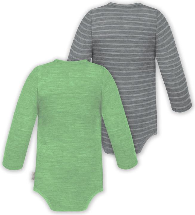 Produktbild Normani 2er Set Unisex Baby Wickelbody Langarm-Strampler Einteiler aus Merinowolle - 9351 (50)