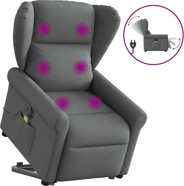 Image du produit vidaXL Fauteuil de massage électrique avec fonction releveur Gris foncé Tissu