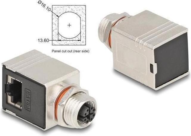 Actual product image Delock M12 adapter X-coded 8 pin socket to RJ45 socket Cat