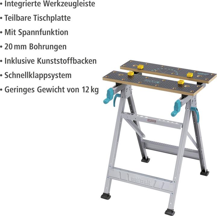 Produktbild wolfcraft 1 MASTER 200 - Spann- und Arbeitstisch (45 cm, 64.50 cm)