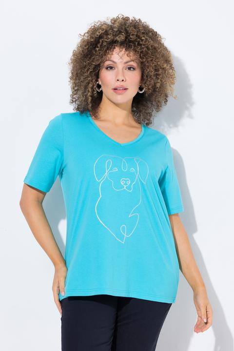 Image du produit Ulla Popken T-shirt, motif animal métallisé. Col V et manches courtes (58)