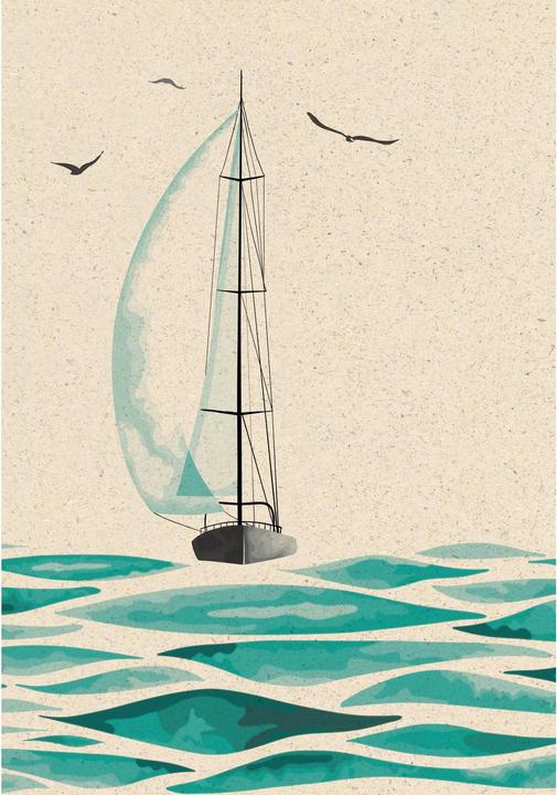 Biglietto d'auguri Nave a vela - Biglietto di carta d'erba (1 pz.)