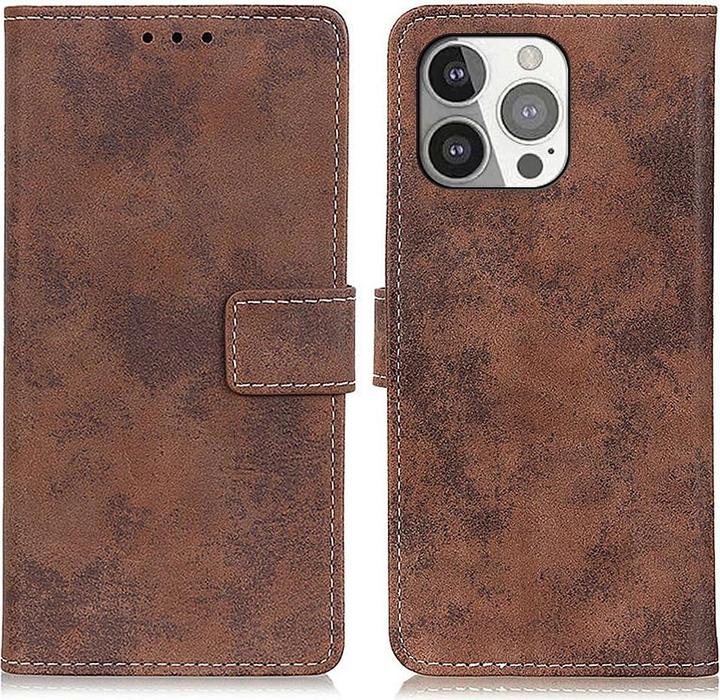 Actual product image Cover-Discount iPhone 13 Pro - Vintage case suede look brown (Apple iPhone 13 Pro)