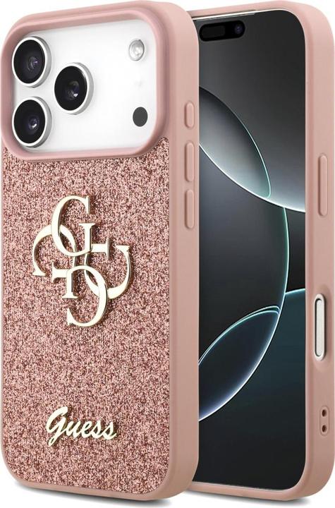 Immagine prodotto Guess Back panel cover Apple iPhone 17 Pro Max PU Fixed Glitter 4G Metal Logo Case Pink (Apple iPhone 17 Pro Max)